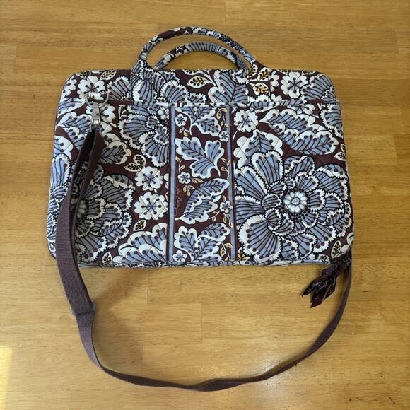 Vera Bradley Laptop Computer Crossbody Bag Hard Sided Slate Blooms - Picture 1 of 16